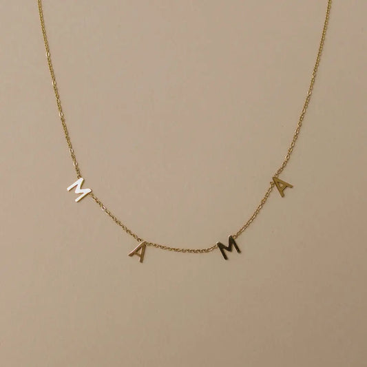 14k MAMA Letter Necklace