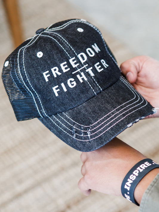 Freedom Fighter Cap - Embroidered - Black Denim