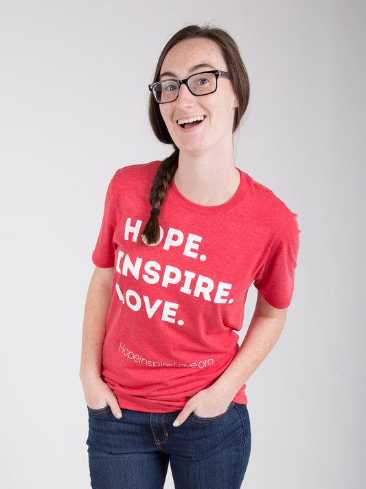 Hope Inspire Love - Short Sleeve T-Shirt - Heather Red - Unisex