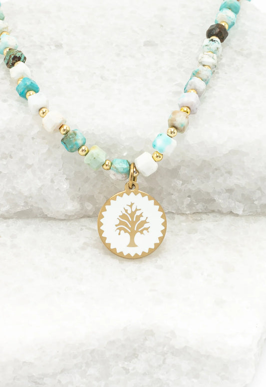 Strong Oak Turquoise Beaded Necklace