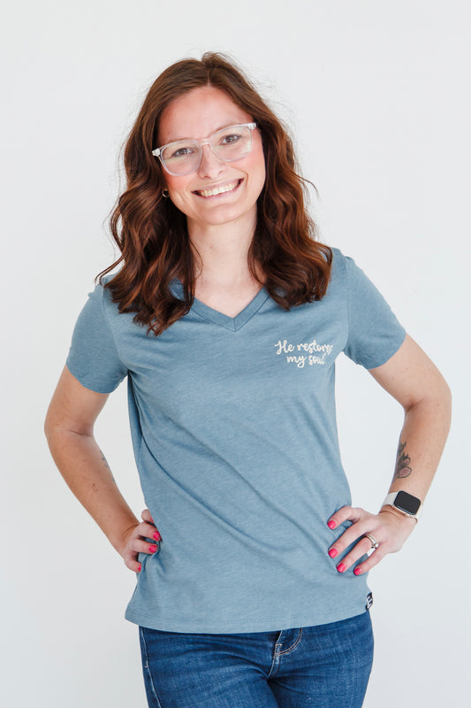 He Restores My Soul V-Neck Tee