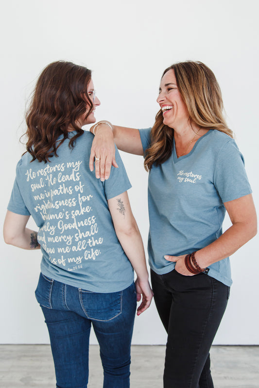 He Restores My Soul V-Neck Tee