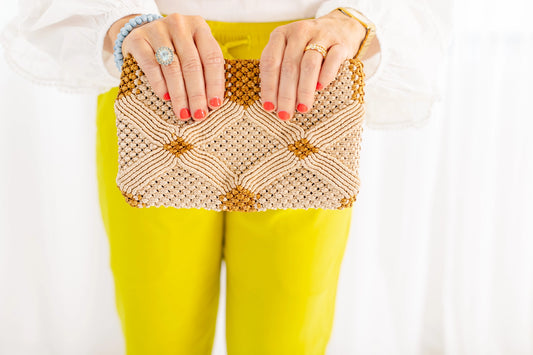 Champagne Macrame Clutch