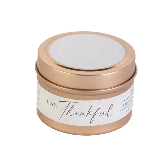 I Am Thankful Tin Candle