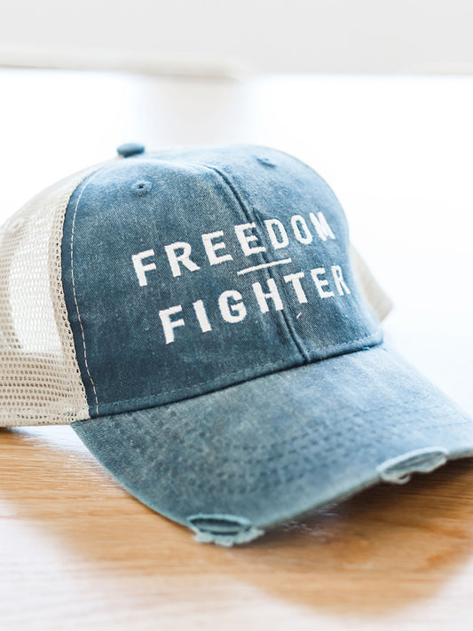 Distressed Denim Washed FREEDOM FIGHTER Cap