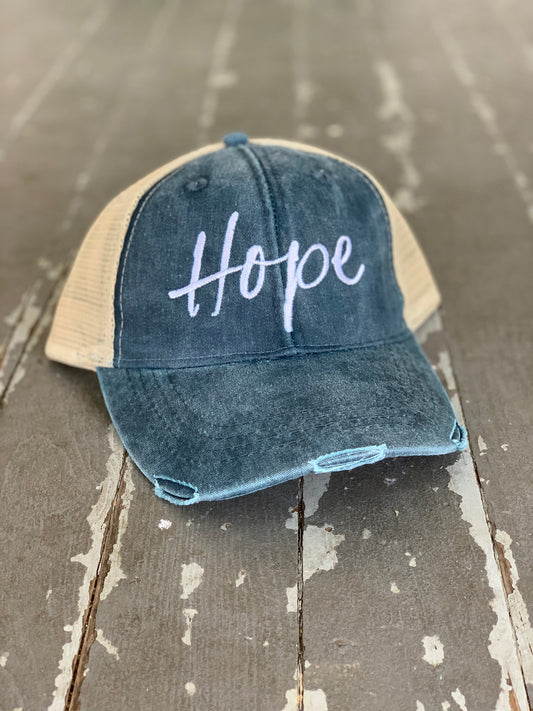 Distressed Denim Washed HOPE Cap