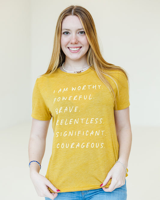 I AM WORTHY T-Shirt - Mustard