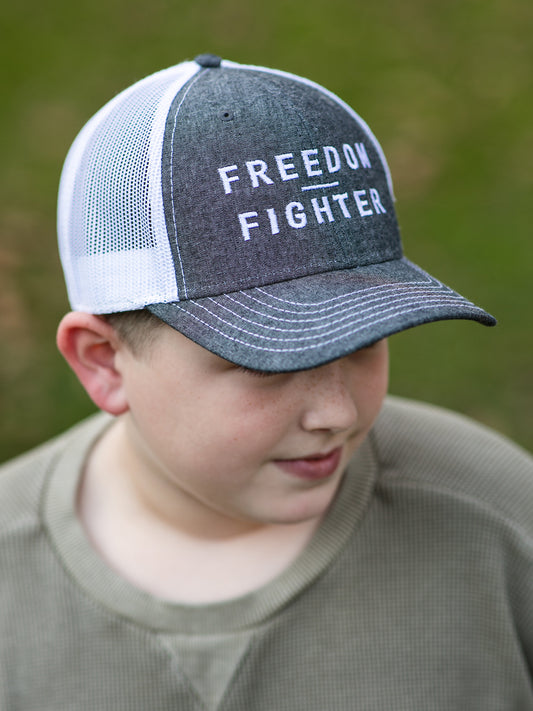 Gray/White FREEDOM FIGHTER Trucker Hat