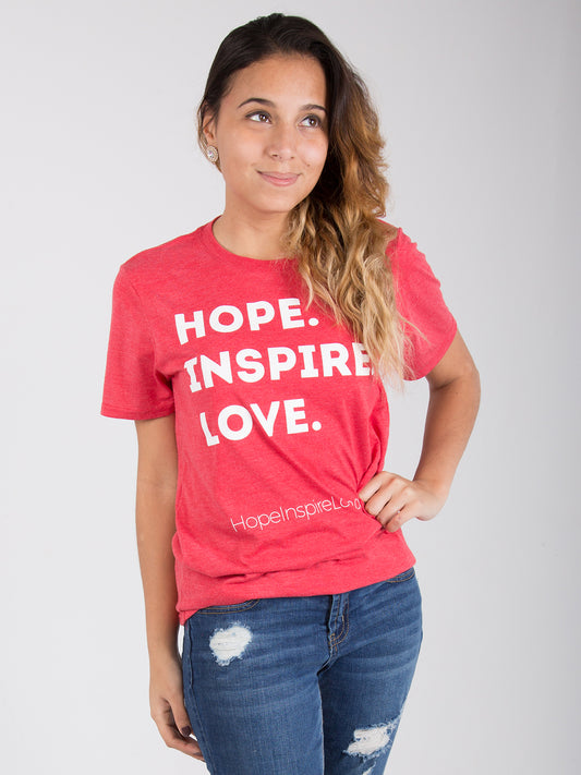 Hope Inspire Love - Short Sleeve T-Shirt - Heather Red - Unisex