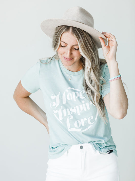 Vintage Hope Inspire Love - Turquoise T-shirt